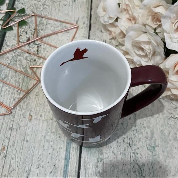 Davids tea Nordic mug flying Geese burgundy birds ceramic cup Canada goose red - Picture 3 of 5